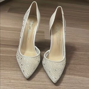Betsey Johnson Cream Rhinestone Stiletto Heels
